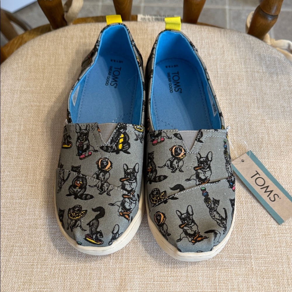 TOMS youth drizzle grey party animals Print shoes